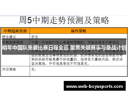 明年中国队重要比赛日程全览 聚焦关键赛事与备战计划